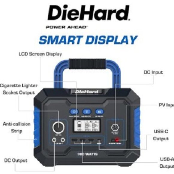 DieHard Portable Power Station 300-Watt (600-Watt Peak) 288.6Wh-Solar Generator - Picture 2 of 7